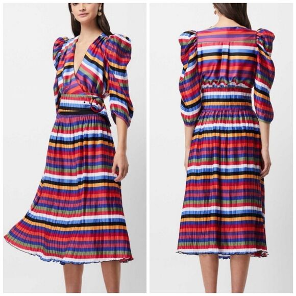 NWT Elliatt Anthropologie Egality Striped Pleated Skirt Top Set $340 XL - Picture 1 of 10